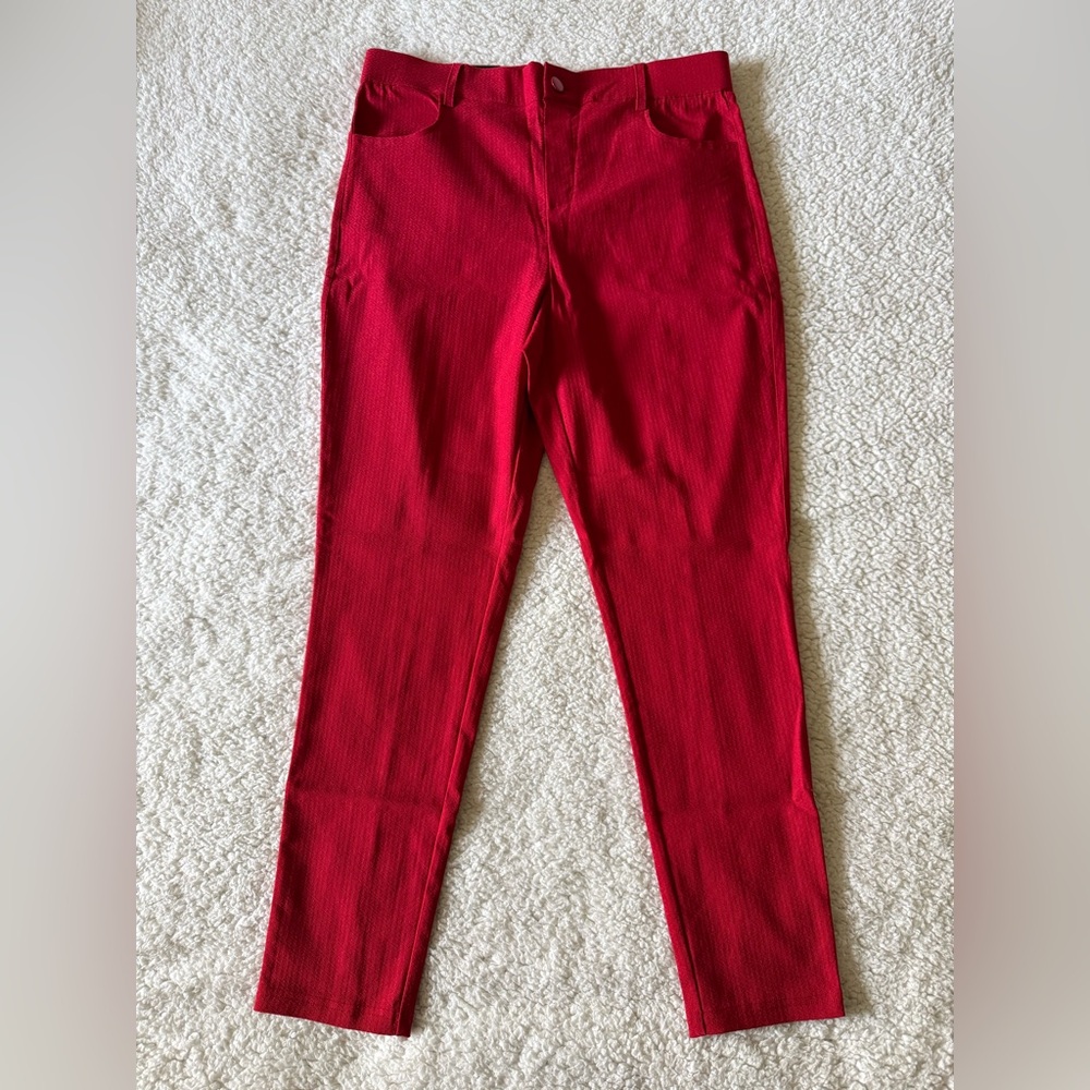 Mario Serrani Italy Women’s Red Textured Dress Pants Size Medium New with Tags